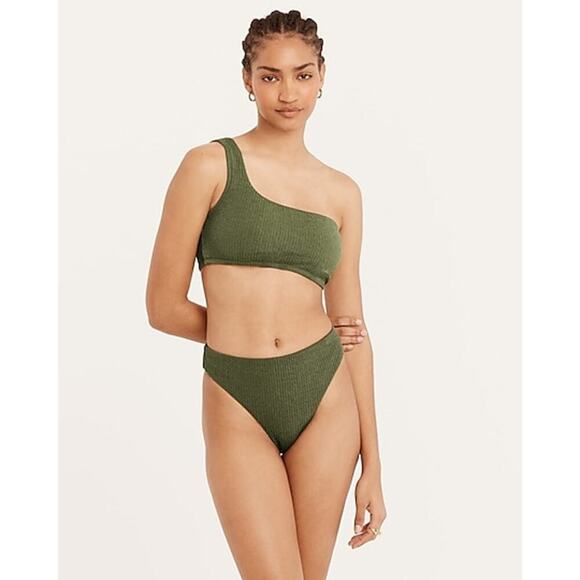 J.Crew Women's Textured High-Rise Cheeky Bikini Bottom Size M NWT - Picture 2 of 12